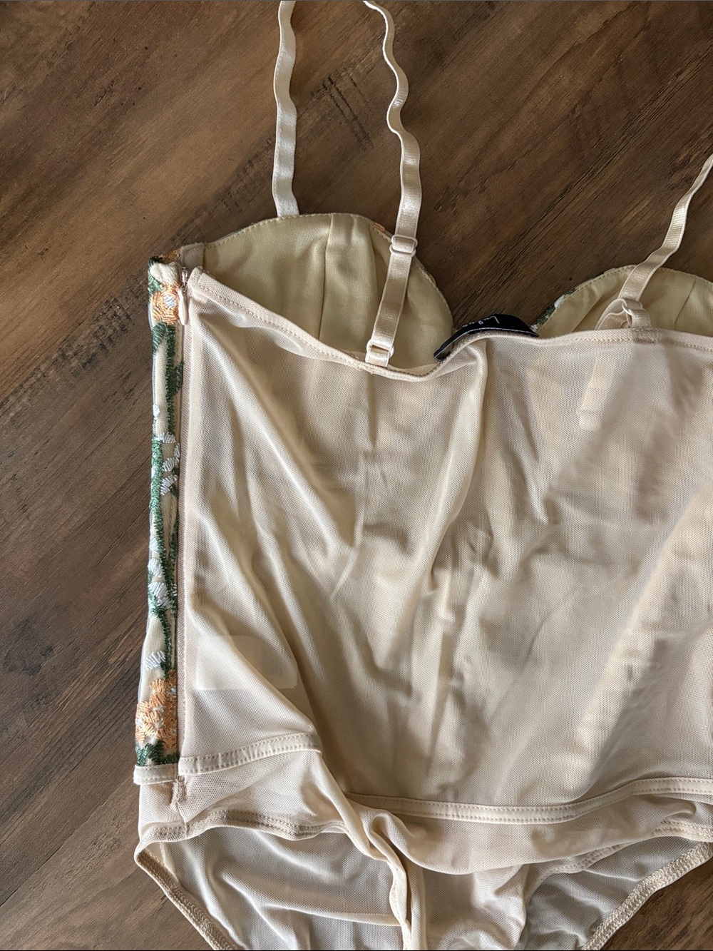 Lulu's Beige Floral Embroidered Bustier Bodysuit - Picture 8 of 11